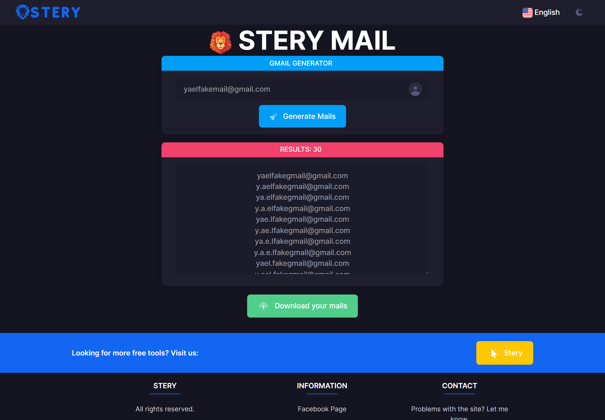 stery landing page